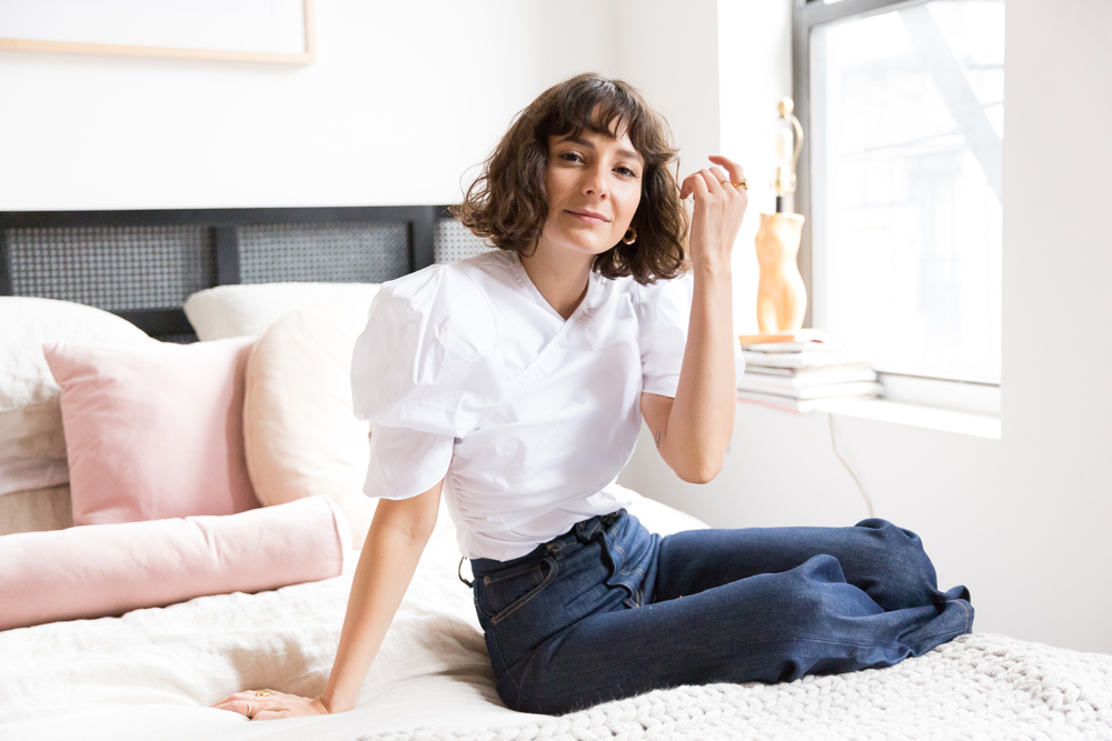Beaufillie blouse, Imogene + Willie jeans, Dolce Vita boots.