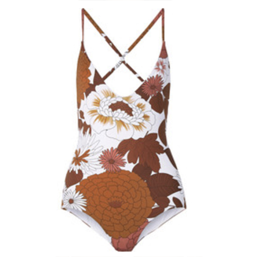 Floral Print Swimsuit - Bleu