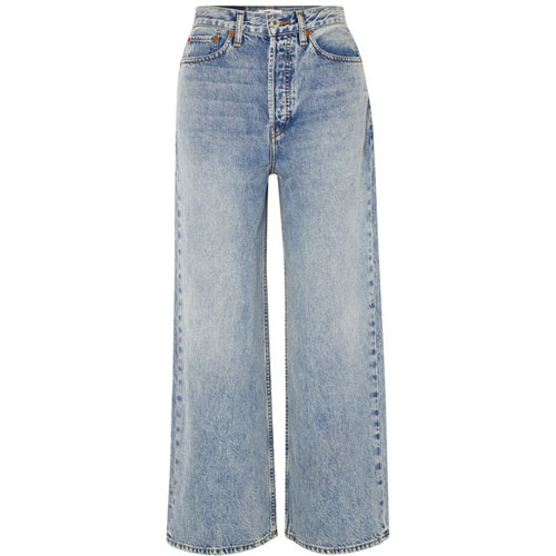 60s High-Rise Wide-Leg Jeans - Bleu
