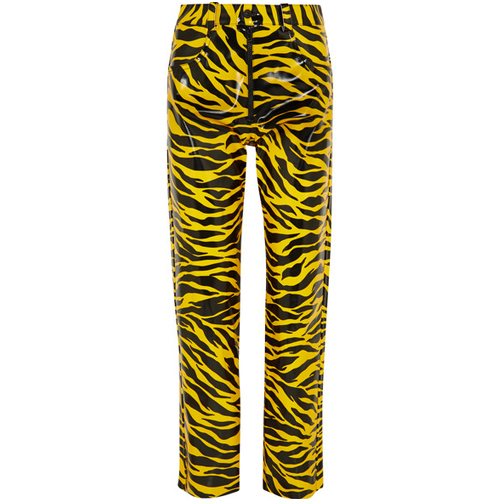 Tiger-Print PU Pants - Bleu